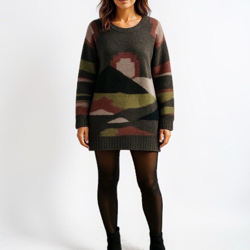 Rare 90’s Aritzia Wilfred Oversized Mohair Blend Landscape Motif Sweater